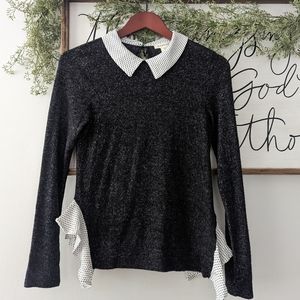 Monteau Collared Ruffle Shirt medium